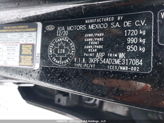 12565787 :رقم المزاد ، 3KPF54AD2ME317084 vin ، 2021 Kia Forte Ex/ex Premium/ex+ مزاد بيع