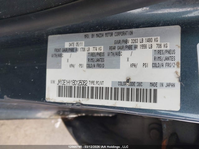 Aukcja sprzedaży 2011 Mazda Mazda2, vin: JM1DE1HY1B0125062, numer aukcji: 12565798
