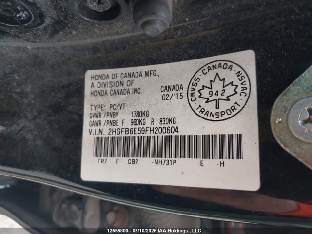 Продажа на аукционе авто 2015 Honda Civic Si Si, vin: 2HGFB6E59FH200604, номер лота: 12565803