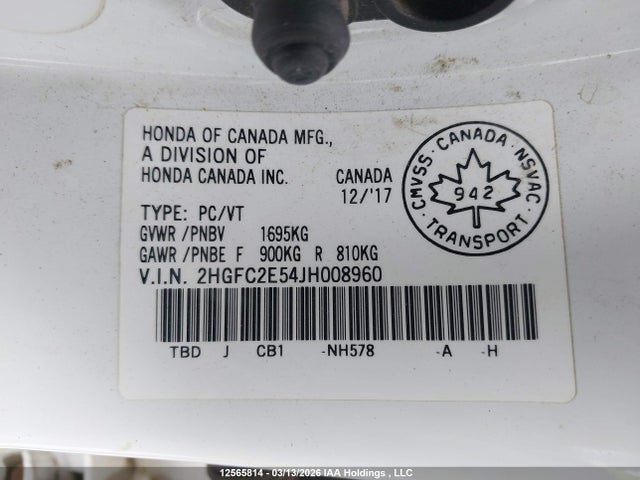2HGFC2E54JH008960 Honda Civic Lx