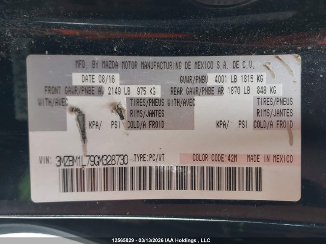 3MZBM1L79GM328730 Mazda 3 TOURING