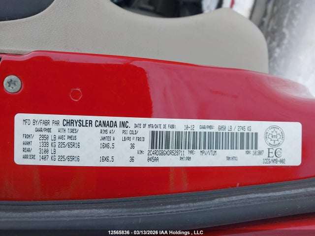 Aukcja sprzedaży 2013 Dodge Grand Caravan Se/sxt, vin: 2C4RDGBGXDR529711, numer aukcji: 12565836