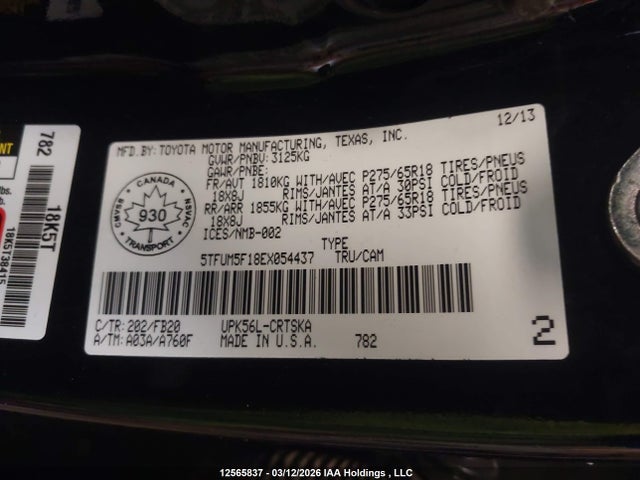 5TFUM5F18EX054437 Toyota Tundra Double Cab Sr/double Cab Sr5