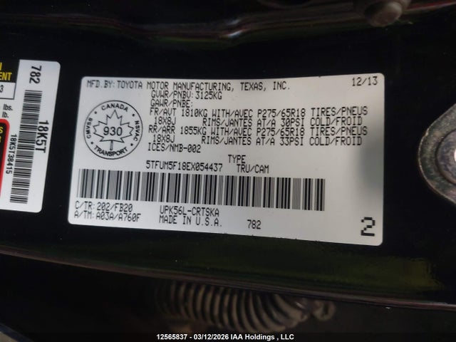 5TFUM5F18EX054437 Toyota Tundra Double Cab Sr/double Cab Sr5