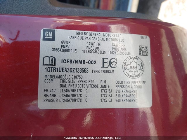 Продажа на аукционе авто 2013 Gmc Sierra C1500 Sl, vin: 1GTR1UEA3DZ138663, номер лота: 12565845