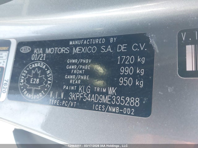 3KPF54AD9ME335288 KIA Forte Ex/ex Premium/ex+