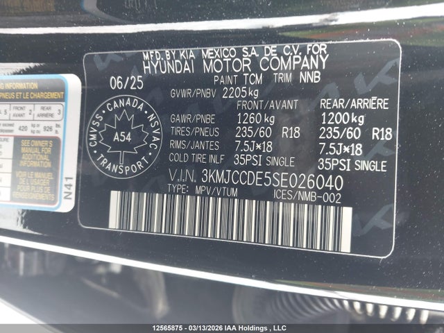 Продаж на аукціоні авто 2025 Hyundai Tucson, vin: 3KMJCCDE5SE026040, номер лоту: 12565875