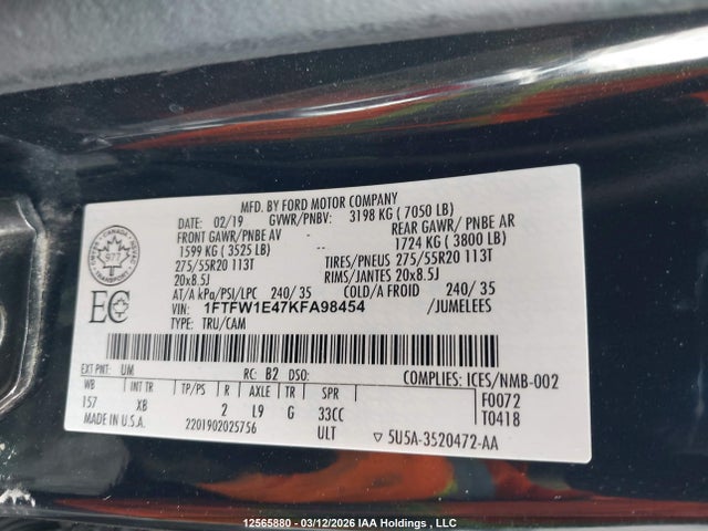 Ford F-150 Xlt 2019 1FTFW1E47KFA98454 Image 9