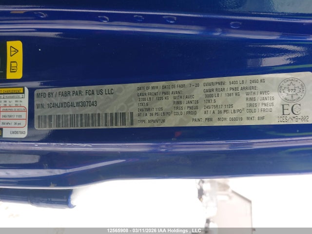 1C4HJXDG4LW307043 Jeep Wrangler Unlimited Sport