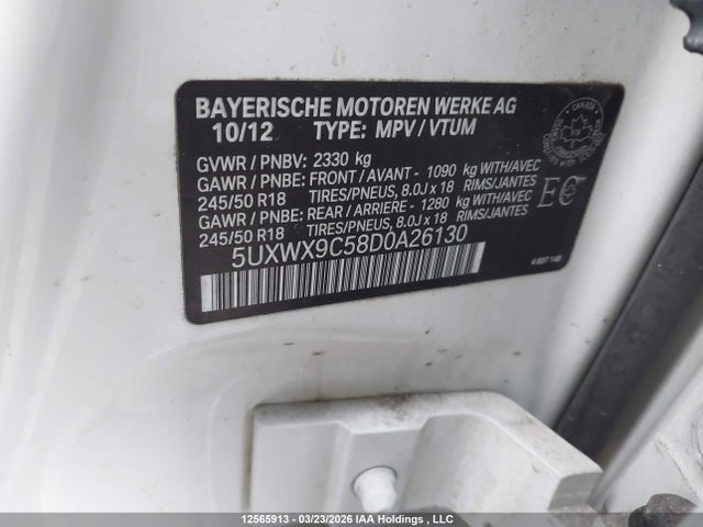 Aukcja sprzedaży 2013 Bmw X3 Xdrive28i, vin: 5UXWX9C58D0A26130, numer aukcji: 12565913