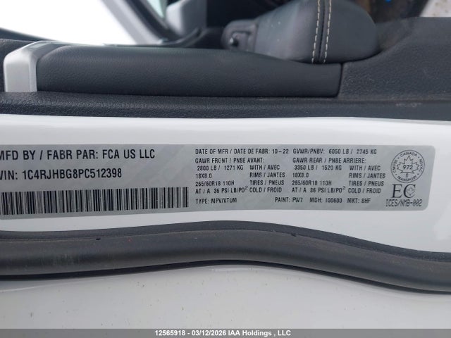 1C4RJHBG8PC512398 Jeep Grand Cherokee Limited