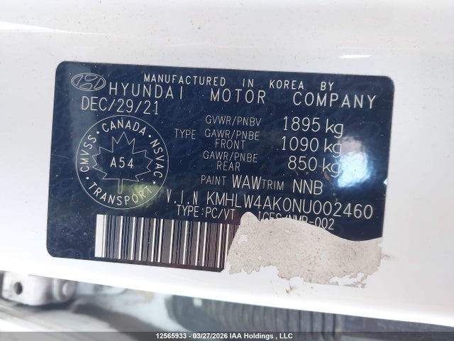 KMHLW4AK0NU002460 Hyundai Elantra N Dct