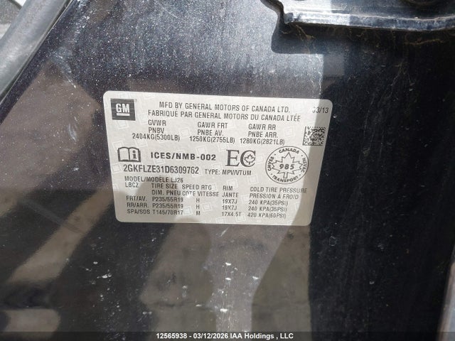 Продаж на аукціоні авто 2013 Gmc Terrain Denali, vin: 2GKFLZE31D6309762, номер лоту: 12565938