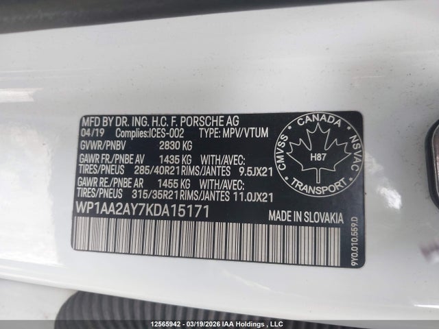 WP1AA2AY7KDA15171 Porsche Cayenne
