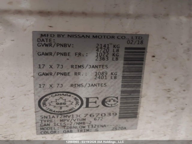 5N1AT2MV1JC767039 Nissan Rogue Midnight Edition/s/sl/sl W/propilot Assist/sv