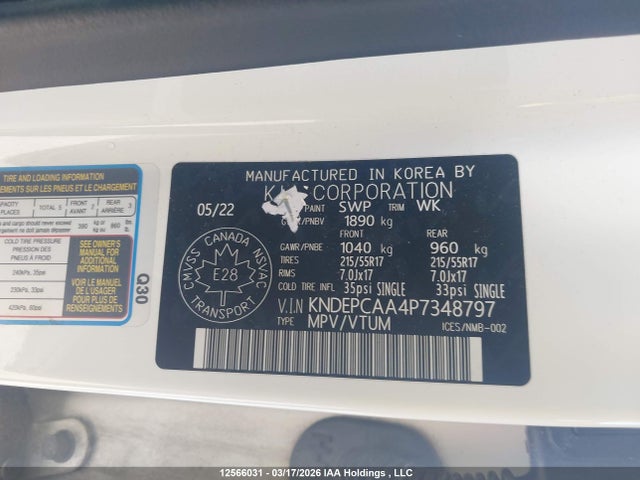 Aukcja sprzedaży 2023 Kia Seltos Lx, vin: KNDEPCAA4P7348797, numer aukcji: 12566031