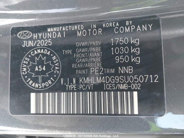 2025 Hyundai Elantra მანქანა იყიდება აუქციონზე, vin: KMHLM4DG9SU050712, აუქციონის ნომერი: 12566039