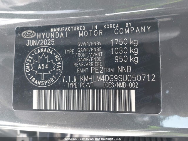 2025 Hyundai Elantra მანქანა იყიდება აუქციონზე, vin: KMHLM4DG9SU050712, აუქციონის ნომერი: 12566039
