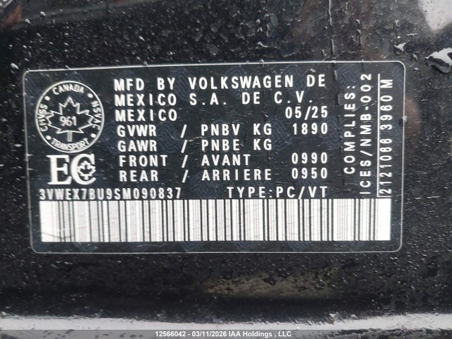 Продажа на аукционе авто 2025 Volkswagen Jetta Se, vin: 3VWEX7BU9SM090837, номер лота: 12566042