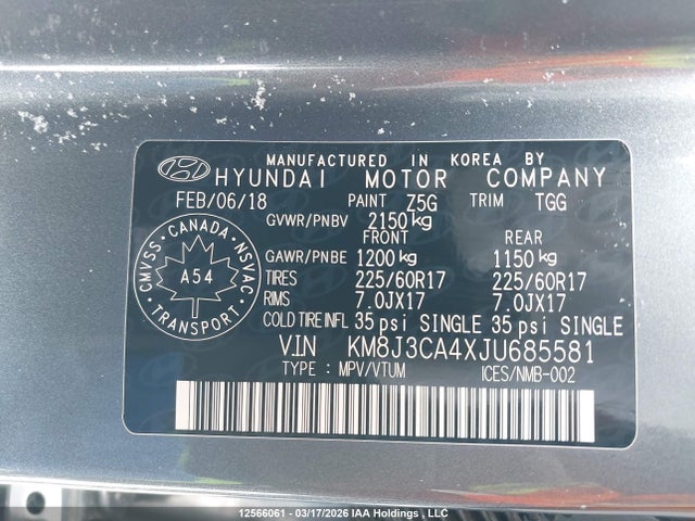 KM8J3CA4XJU685581 Hyundai Tucson