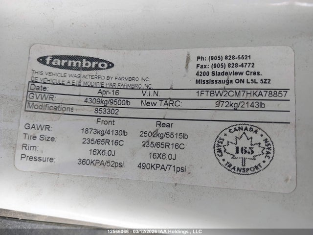 Ford Transit-350 2017 1FTBW2CM7HKA78857 Image 9