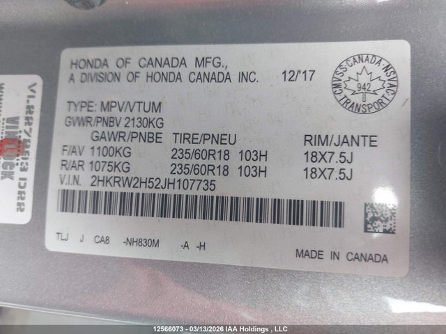 Honda CR-V 2018 2HKRW2H52JH107735 Image 18