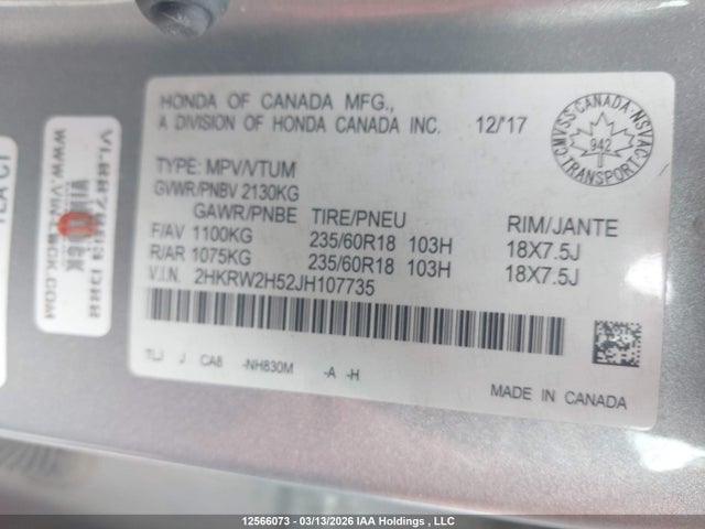 Honda CR-V 2018 2HKRW2H52JH107735 Image 9
