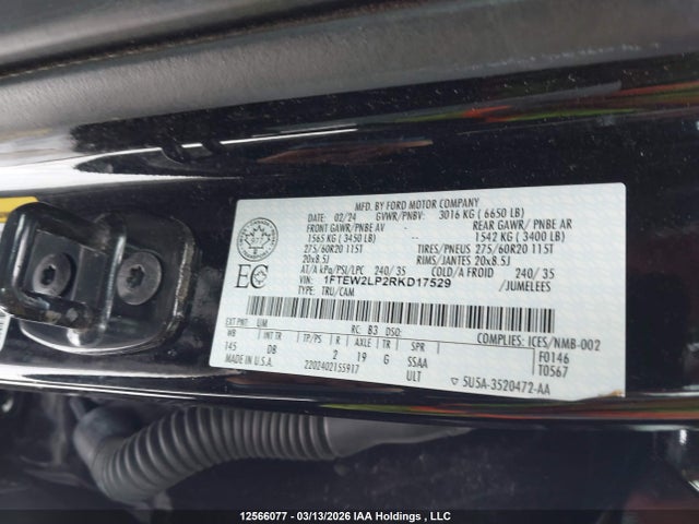 Продажа на аукционе авто 2024 Ford F-150 Stx, vin: 1FTEW2LP2RKD17529, номер лота: 12566077