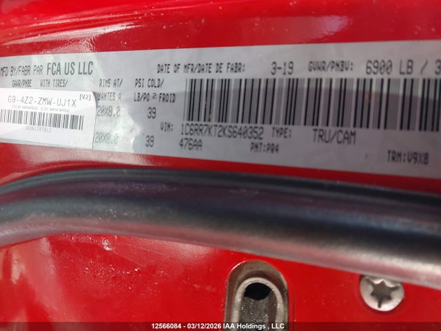 Aukcja sprzedaży 2019 Ram 1500 Classic Tradesman, vin: 1C6RR7KT2KS640352, numer aukcji: 12566084