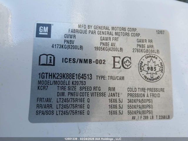 Aukcja sprzedaży 2008 Gmc Sierra 2500hd Sle/slt/wt, vin: 1GTHK29K88E164513, numer aukcji: 12551339