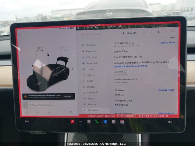 12566092 :رقم المزاد ، 5YJ3E1EA9KF399761 vin ، 2019 Tesla Model 3 Long Range/mid Range/standard Range/standard Range Plus مزاد بيع