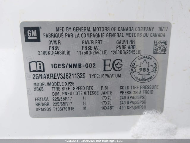 Aukcja sprzedaży 2018 Chevrolet Equinox Ls, vin: 2GNAXREV3J6211329, numer aukcji: 12560614