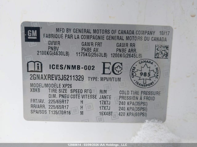 Aukcja sprzedaży 2018 Chevrolet Equinox Ls, vin: 2GNAXREV3J6211329, numer aukcji: 12560614