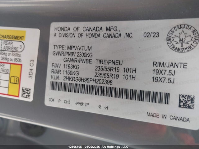 2HKRS6H95PH202398 Honda CR-V HYBRID
