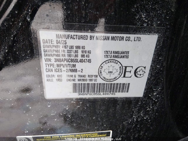 Продаж на аукціоні авто 2025 Nissan Kicks Sv, vin: 3N8AP6CB5SL404745, номер лоту: 12566106