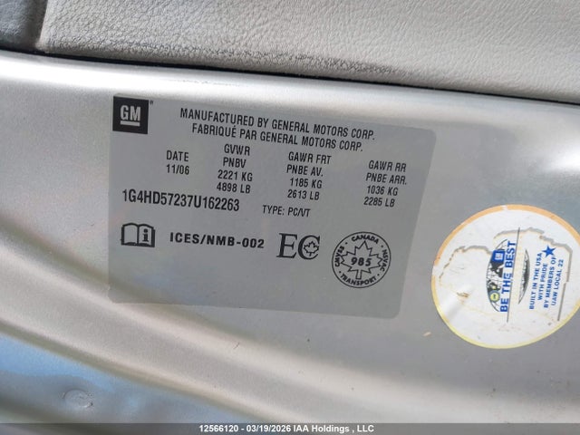 Aukcja sprzedaży 2007 Buick Lucerne Cxl, vin: 1G4HD57237U162263, numer aukcji: 12566120