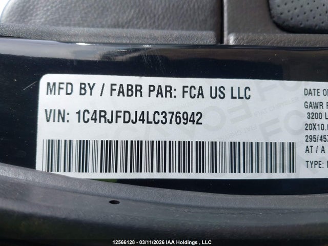 1C4RJFDJ4LC376942 Jeep Grand Cherokee Srt-8