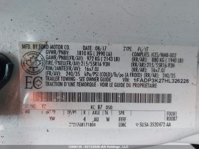 Ford FOCUS SE 2017 1FADP3K27HL326228 Image 9