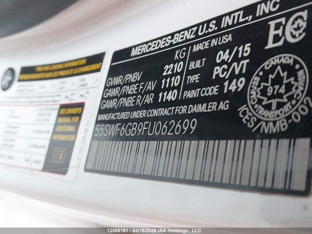 55SWF6GB9FU062699 Mercedes-Benz C-Class