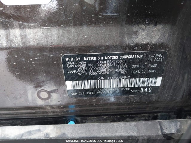 JA4T5UA9XPZ612788 Mitsubishi Outlander Phev Le/sel