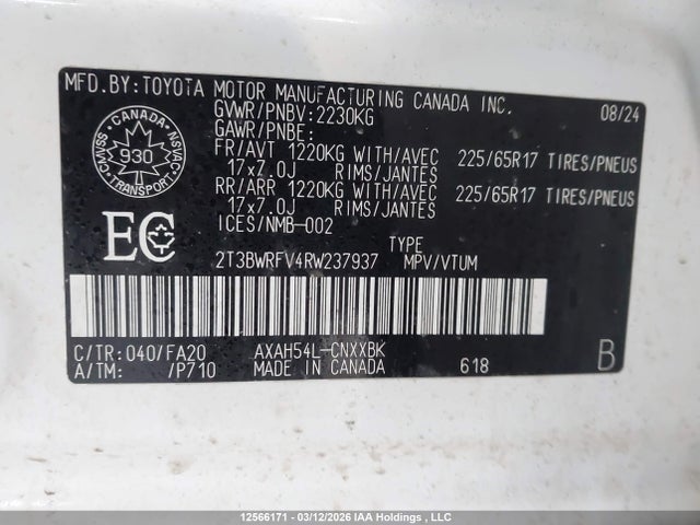 2T3BWRFV4RW237937 Toyota Rav4 Hybrid Le