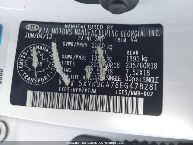 5XYKUDA78EG478281 KIA Sorento Ex V6