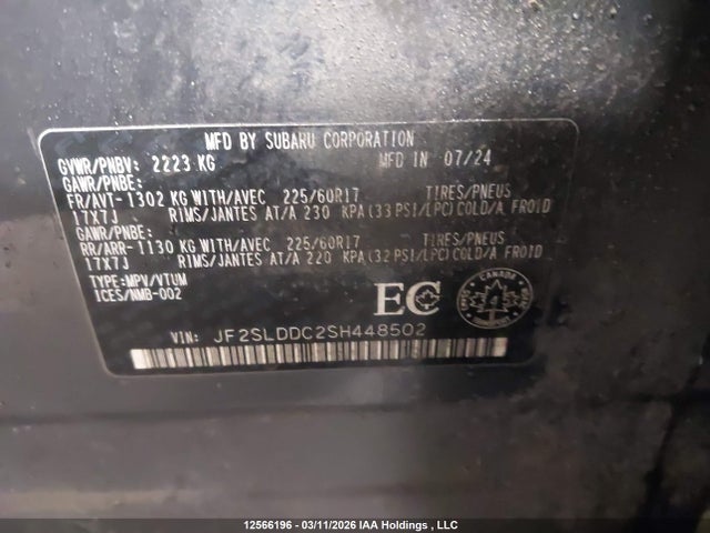 Aukcja sprzedaży 2025 Subaru Forester Premium, vin: JF2SLDDC2SH448502, numer aukcji: 12566196