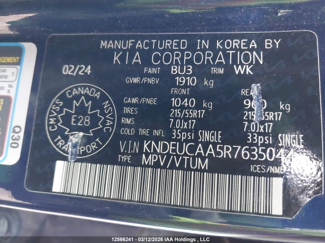 Aukcja sprzedaży 2024 Kia Seltos S, vin: KNDEUCAA5R7635044, numer aukcji: 12566241