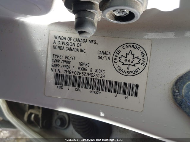 2018 Honda Civic Lx მანქანა იყიდება აუქციონზე, vin: 2HGFC2F52JH025139, აუქციონის ნომერი: 12566275
