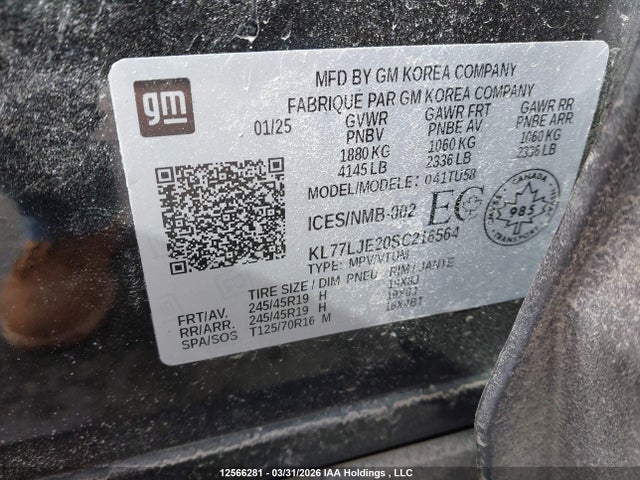 KL77LJE20SC216564 Chevrolet Trax 2rs Fwd