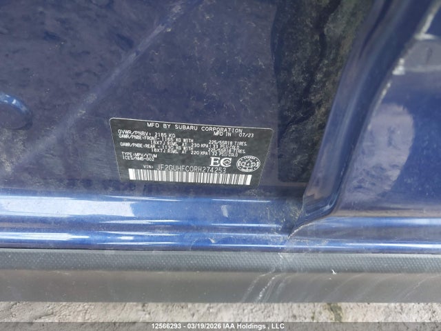 Продаж на аукціоні авто 2024 Subaru Crosstrek Onyx, vin: JF2GUHFC0RH274253, номер лоту: 12566293
