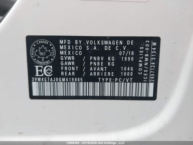 3VW4S7AJ0GM419885 Volkswagen Jetta