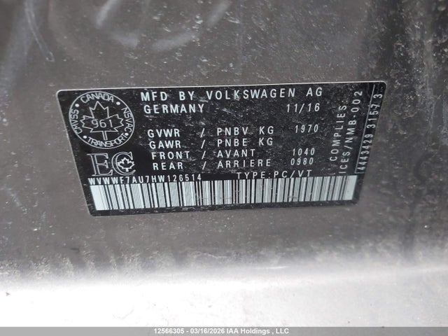 WVWWF7AU7HW126514 Volkswagen Golf R 2.0 Tsi