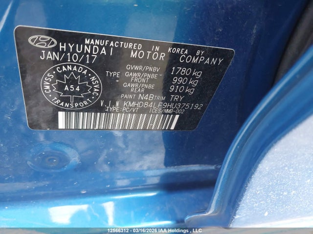 Продаж на аукціоні авто 2017 Hyundai Elantra, vin: KMHD84LF9HU375192, номер лоту: 12566312